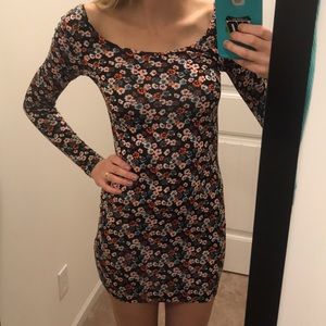 H&M floral long-sleeve bodycon dress